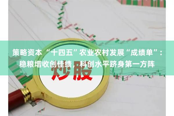 策略资本 “十四五”农业农村发展“成绩单”：稳粮增收创佳绩，科创水平跻身第一方阵