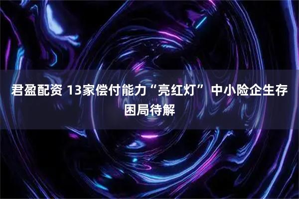 君盈配资 13家偿付能力“亮红灯” 中小险企生存困局待解