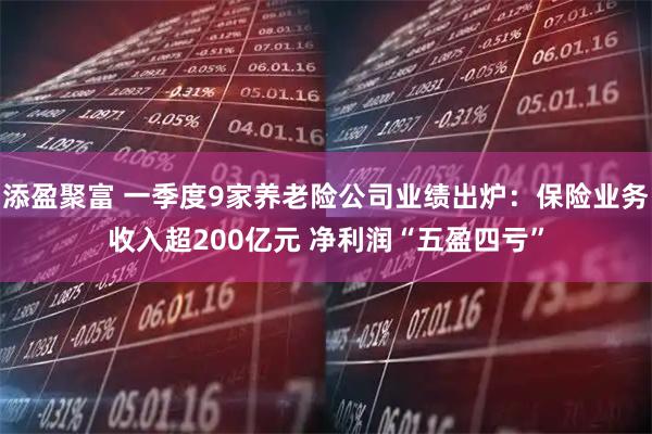 添盈聚富 一季度9家养老险公司业绩出炉：保险业务收入超200亿元 净利润“五盈四亏”