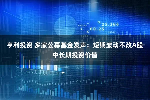 亨利投资 多家公募基金发声：短期波动不改A股中长期投资价值