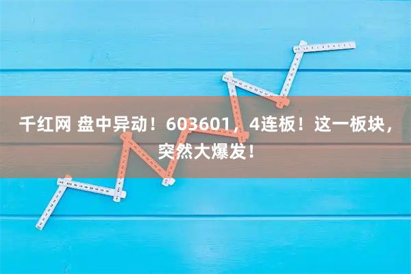 千红网 盘中异动！603601，4连板！这一板块，突然大爆发！