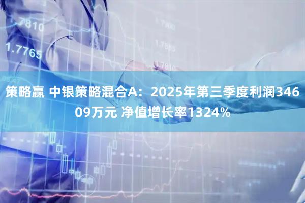 策略赢 中银策略混合A:2025年第三季度利润34609万元 净值增长率1324%